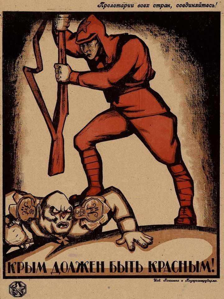 (Ilustrácia: Plagát sovietskej kampane "Krym musí byť červený". Zdroj: Archív ČA, Ruská federácia)