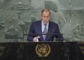 Ruský minister zahraničných vecí Sergej Lavrov reční na 77. zasadnutí Valného zhromaždenia OSN v sobotu 24. septembra 2022 v sídle OSN (Foto: SITA/AP Photo/Mary Altaffer)