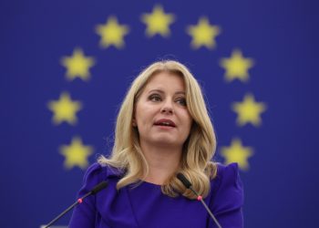 Prezidentka SR Zuzana Čaputová počas prejavu v Európskom parlamente v stredu 19. októbra 2022 v Štrasburgu (Foto: SITA/AP)