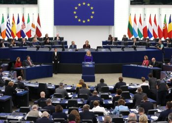 Prezidentka SR Zuzana Čaputová počas prejavu v Európskom parlamente v stredu 19. októbra 2022 v Štrasburgu (Foto: SITA/AP)