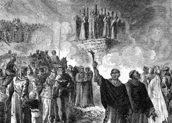 (Foto: Canva/The Heretics of Montsegur, Vintage Illustration)
