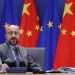 Predseda Európskej rady Charles Michel počas samitu EÚ - Čína v budove Európskej rady v Bruseli v piatok 1. apríla 2022 (Foto: SITA/AP Photo/Olivier Matthys)