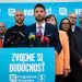 Predseda hnutia PS Michal Šimečka (v popredí) počas tlačovej besedy hnutia Progresívne Slovensko (PS) na tému: Plán pre budúcnosť - predstavenie programu. Bratislava, 2. september 2022 (Foto: SITA/Jana Birošová)